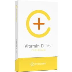 Eine Verpackung für einen Vitamin-D-Test mit gelbem Pluszeichen.