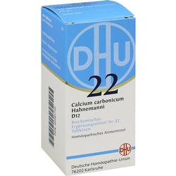 Eine Packung homöopathischer Tabletten von DHU, Nummer 22, mit blauem und weißem Design.