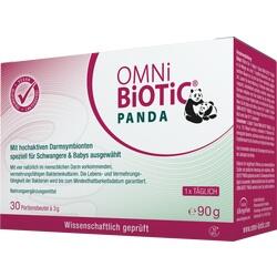 Verpackung eines Nahrungsergänzungsmittels für Schwangere und Babys mit Panda-Bild.