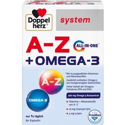 Verpackung von Doppelherz A-Z plus Omega-3 mit 60 Kapseln.